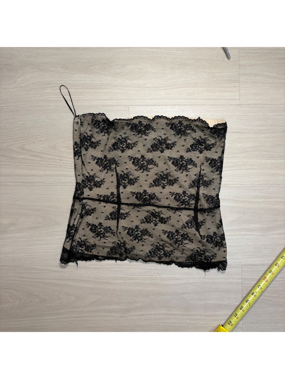 coquette Y2K night out the limited tube top black lace with nude lining overlay